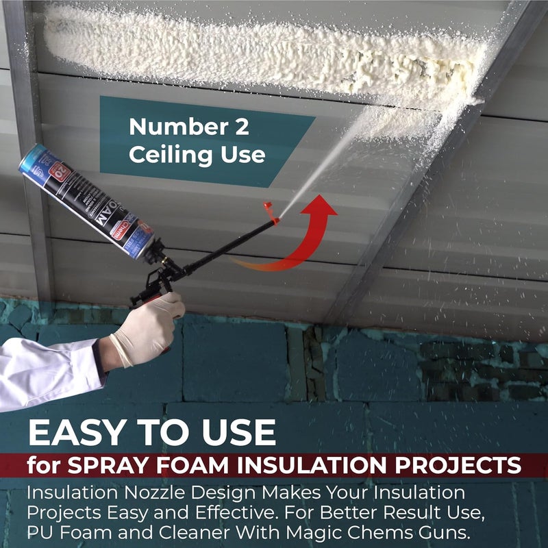 Magic Chems Spray Polyurethane Foam Gun Nozzles Precision for Vertical and Horizontal Ceiling Foam Applications, Replacement Tips, Reusable Sealed Small Red Nozzles for Construction Insulation (12 Pack) - Image 2